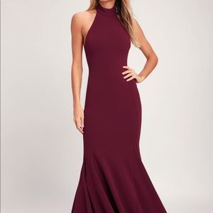Slice of Joy Burgundy Halter Maxi Dress